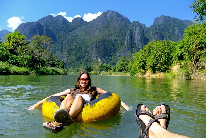 Vang Vieng  kayaking, tubing and Blue Lagoon full day tour